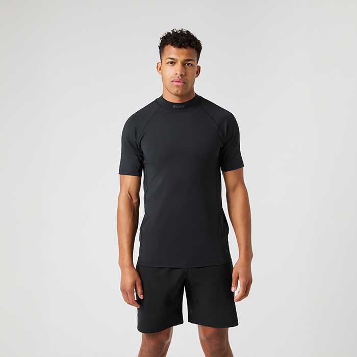 Mock Neck T‑skjorte Svart