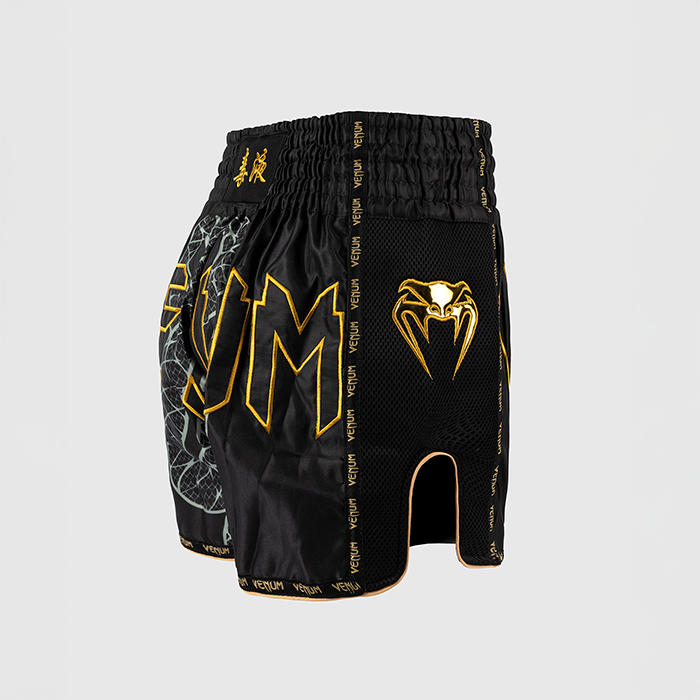 Serpenti Muay Thai-Shorts Svart S&oslash;lv Gull