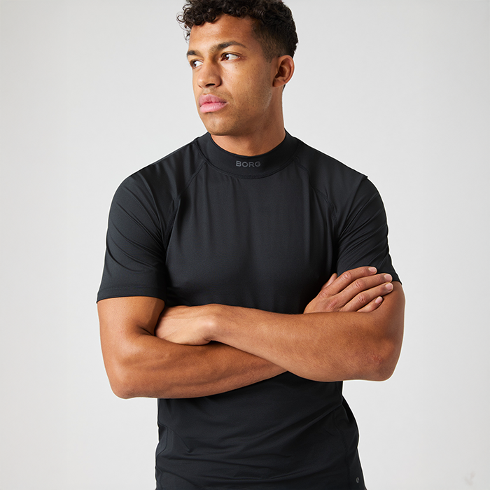 Mock Neck T‑skjorte Svart