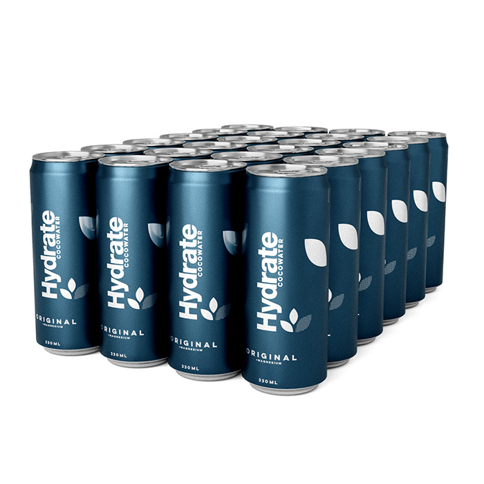 24 x Hydrate Kullsyreholdig Kokosvann Brett 330 ml ginger