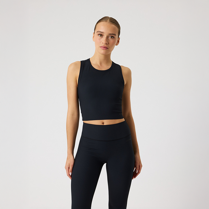 Studio Ribbed Cropped Singlet Svart