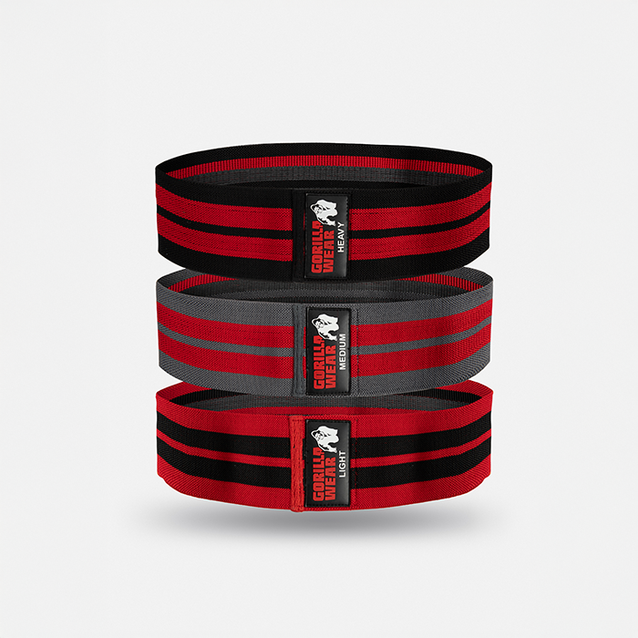 Glute band 3-pack Svart R&oslash;d Gr&aring;