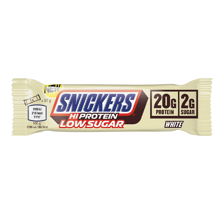12 x Snickers High Protein Bar Low Sugar 57 g Hvit sjokolade