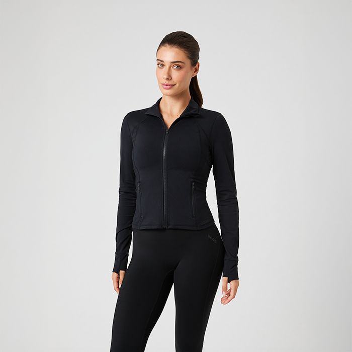 Borg Soft Zip Tr&ouml;ja Svart