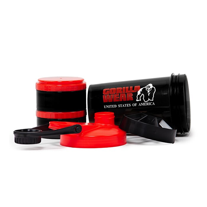 Shaker 2 Go Svart/R&oslash;d 500 ml + 130 ml x 2