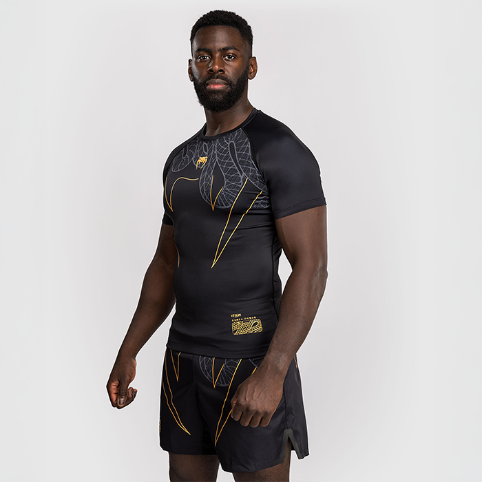 Serpenti Rashguard Kort Erme Svart S&oslash;lv Gull
